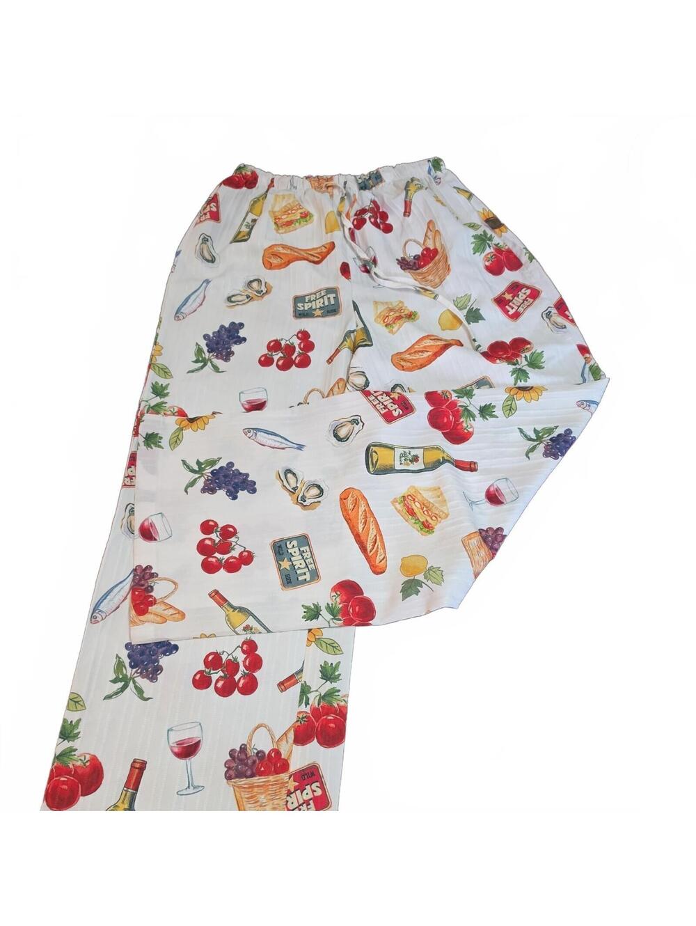 Foever 21 Italian style food and wine patterned wide leg pants. Size 6. NWOT